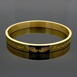 18K Gold Angel Wings Hinged Bracelet